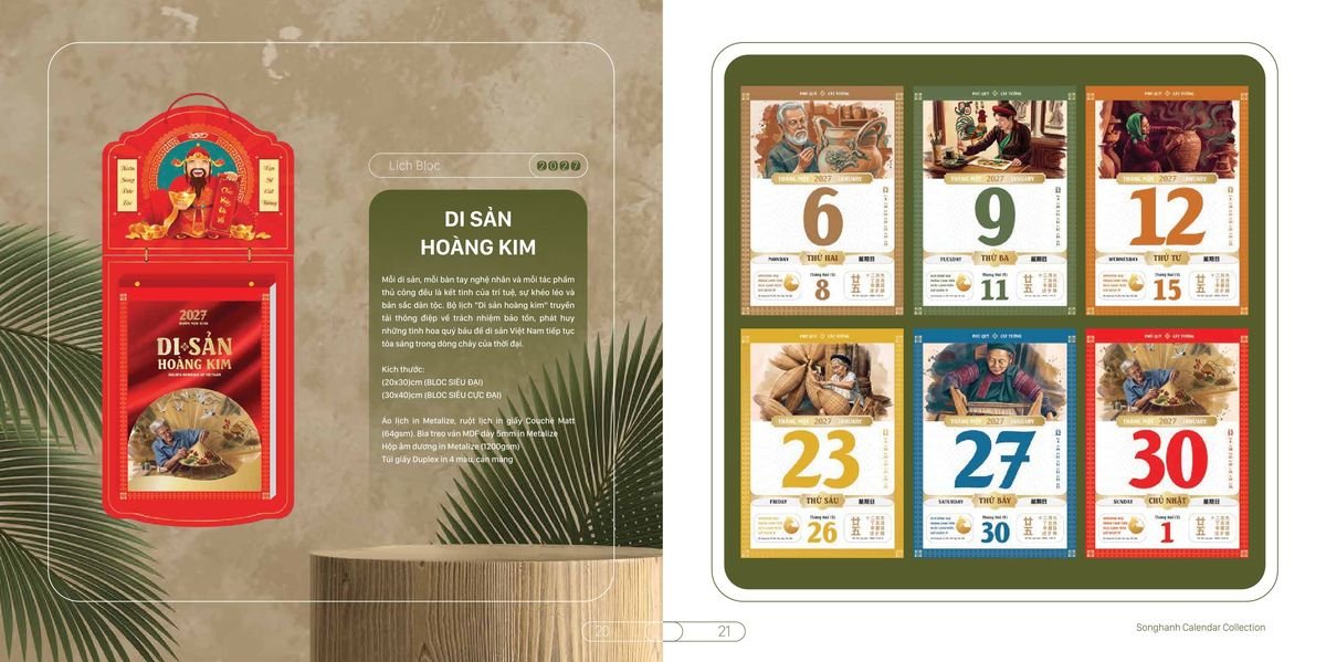 Lịch Bloc Cao Cấp SH 2027 SH05 Ấn Phẩm Lịch Tết Eco Thân Thiện Môi Trường
