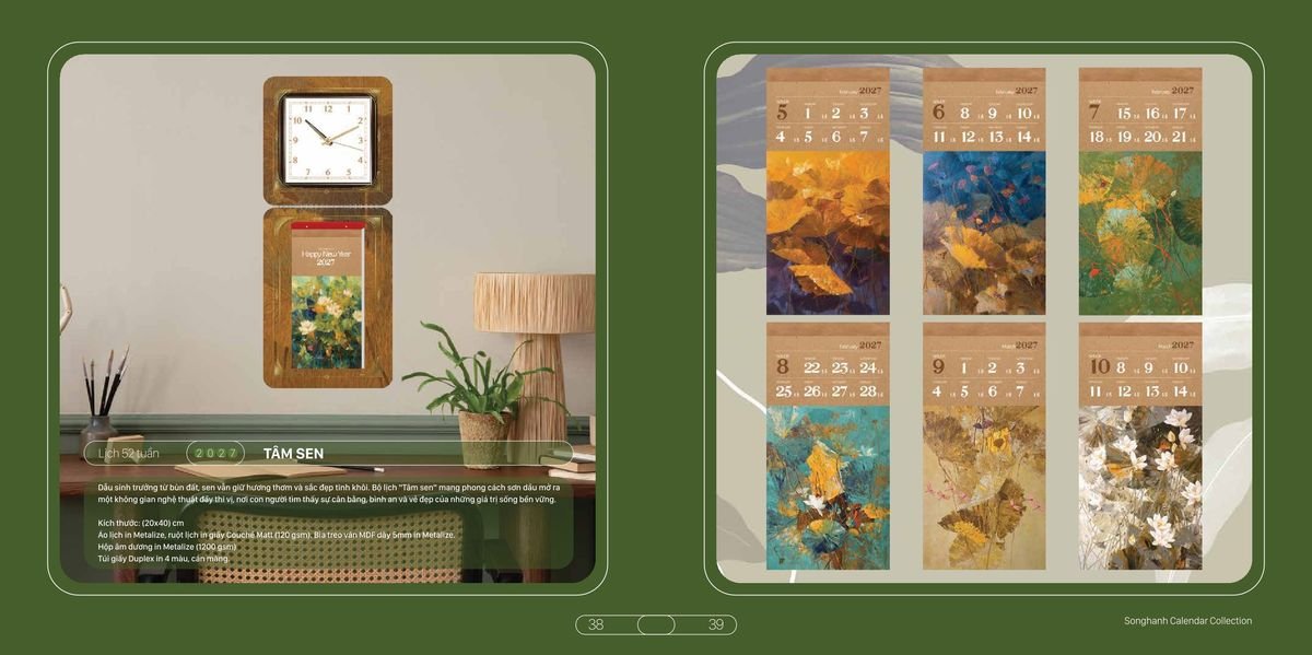 Lịch Bloc Cao Cấp SH 2027 SH14 Ấn Phẩm Lịch Tết Eco Thân Thiện Môi Trường
