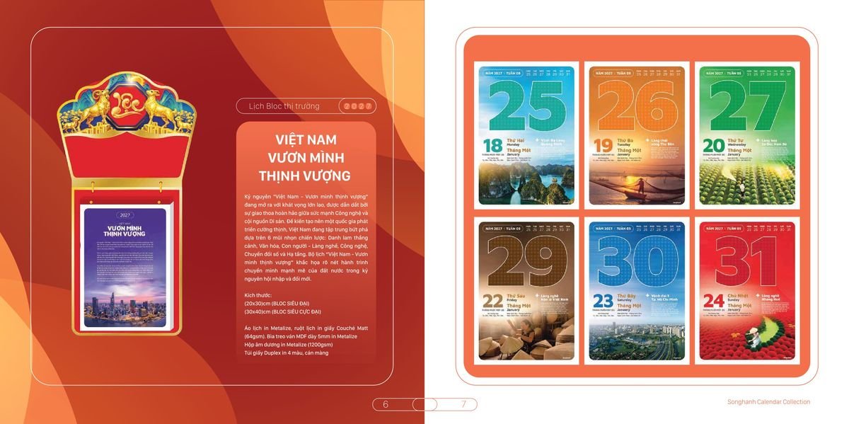 Lịch Bloc Cao Cấp SH 2027 SH46 Ấn Phẩm Lịch Tết Eco Thân Thiện Môi Trường