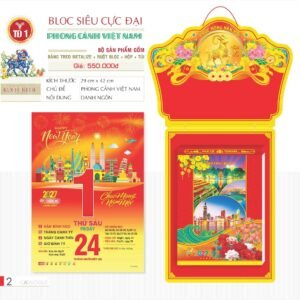 Lịch Bloc Siêu Cực Đại 2027 TD Mẫu TD1 (38 x 53 cm) Ấn Phẩm Lịch Tết Eco Thân Thiện Môi Trường in logo doanh nghiệp quà tặng Tết tại Quà Tặng EcoTech VN