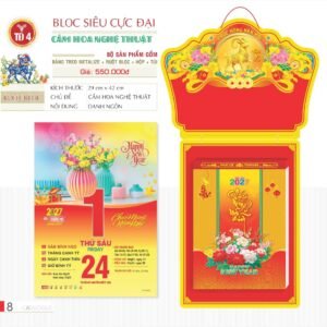Lịch Bloc Siêu Cực Đại 2027 TD Mẫu TD4 (38 x 53 cm) Ấn Phẩm Lịch Tết Eco Thân Thiện Môi Trường in logo doanh nghiệp quà tặng Tết tại Quà Tặng EcoTech VN