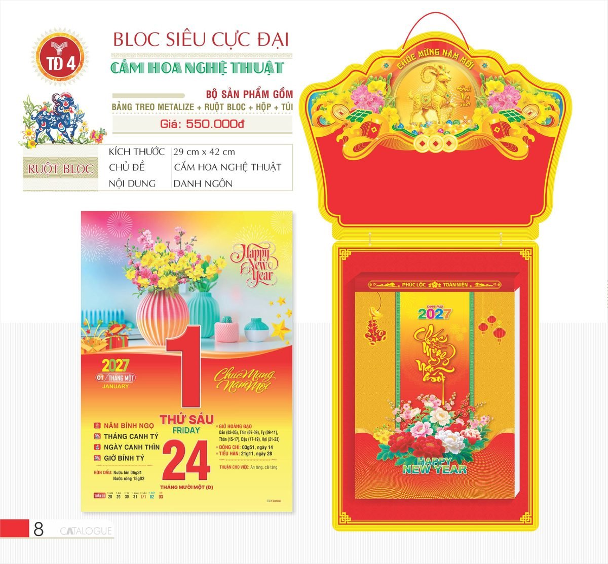 Lịch Bloc Siêu Cực Đại 2027 TD Mẫu TD4 (38 x 53 cm) Ấn Phẩm Lịch Tết Eco Thân Thiện Môi Trường Lịch Bloc Siêu Cực Đại 2027 TD Mẫu TD4 (38 x 53 cm) Ấn Phẩm Lịch Tết Eco Thân Thiện Môi Trường in logo doanh nghiệp quà tặng Tết tại Quà Tặng EcoTech VN