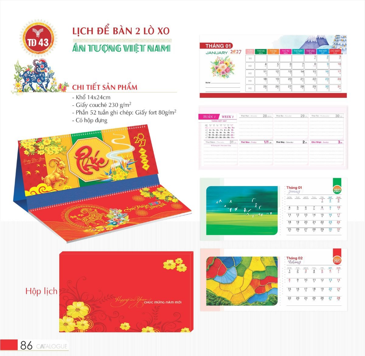 Lịch Để Bàn 2027 TD Mẫu TD43 (14 x 24cm) Ấn Phẩm Lịch Tết Eco Thân Thiện Môi Trường Lịch Để Bàn 2027 TD Mẫu TD43 (14 x 24cm) Ấn Phẩm Lịch Tết Eco Thân Thiện Môi Trường in logo doanh nghiệp quà tặng Tết tại Quà Tặng EcoTech VN