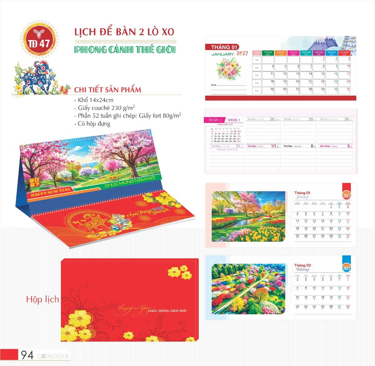 Lịch Để Bàn 2027 TD Mẫu TD47 (14 x 24cm) Ấn Phẩm Lịch Tết Eco Thân Thiện Môi Trường Lịch Để Bàn 2027 TD Mẫu TD47 (14 x 24cm) Ấn Phẩm Lịch Tết Eco Thân Thiện Môi Trường in logo doanh nghiệp quà tặng Tết tại Quà Tặng EcoTech VN