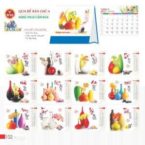Lịch Bàn Chữ A 2027 TD Mẫu TD52 (19 x 19cm) Ấn Phẩm Lịch Tết Eco Thân Thiện Môi Trường in logo doanh nghiệp quà tặng Tết tại Quà Tặng EcoTech VN