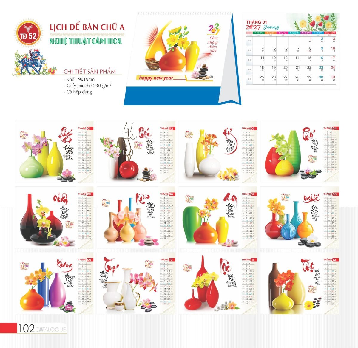 Lịch Bàn Chữ A 2027 TD Mẫu TD52 (19 x 19cm) Ấn Phẩm Lịch Tết Eco Thân Thiện Môi Trường Lịch Bàn Chữ A 2027 TD Mẫu TD52 (19 x 19cm) Ấn Phẩm Lịch Tết Eco Thân Thiện Môi Trường in logo doanh nghiệp quà tặng Tết tại Quà Tặng EcoTech VN