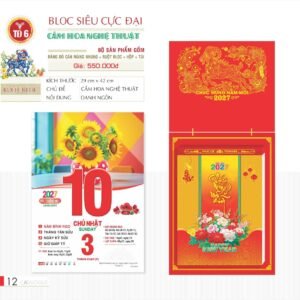 Lịch Bloc Siêu Cực Đại 2027 TD Mẫu TD6 (38 x 53 cm) Ấn Phẩm Lịch Tết Eco Thân Thiện Môi Trường in logo doanh nghiệp quà tặng Tết tại Quà Tặng EcoTech VN
