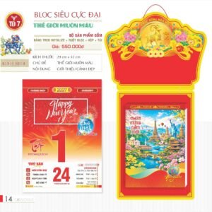 Lịch Bloc Siêu Cực Đại 2027 TD Mẫu TD7 (38 x 53 cm) Ấn Phẩm Lịch Tết Eco Thân Thiện Môi Trường in logo doanh nghiệp quà tặng Tết tại Quà Tặng EcoTech VN