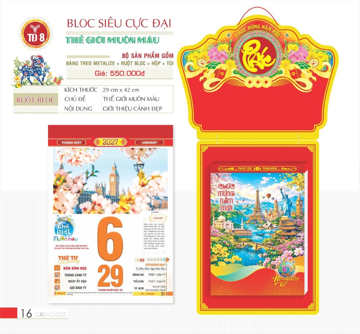 Lịch Bloc Siêu Cực Đại 2027 TD Mẫu TD8 (38 x 53 cm) Ấn Phẩm Lịch Tết Eco Thân Thiện Môi Trường Lịch Bloc Siêu Cực Đại 2027 TD Mẫu TD8 (38 x 53 cm) Ấn Phẩm Lịch Tết Eco Thân Thiện Môi Trường in logo doanh nghiệp quà tặng Tết tại Quà Tặng EcoTech VN