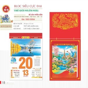 Lịch Bloc Siêu Cực Đại 2027 TD Mẫu TD9 (38 x 53 cm) Ấn Phẩm Lịch Tết Eco Thân Thiện Môi Trường in logo doanh nghiệp quà tặng Tết tại Quà Tặng EcoTech VN