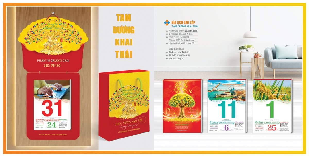 Bìa Lịch Treo Gắn Bloc TPNBIA02 Ấn Phẩm Lịch Tết Eco Thân Thiện Môi Trường