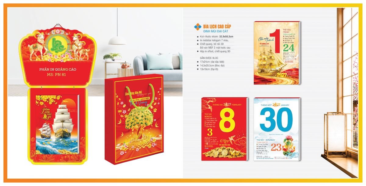 Bìa Lịch Treo Gắn Bloc TPNBIA03 Ấn Phẩm Lịch Tết Eco Thân Thiện Môi Trường
