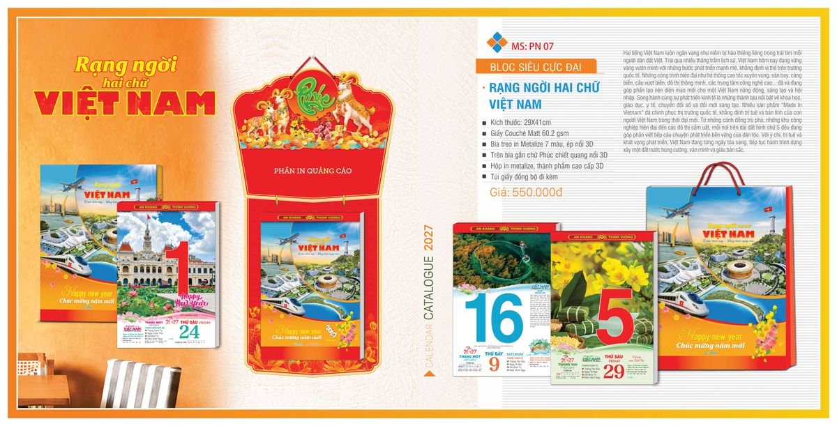 Lịch Bloc TPN 2027 TPNBLOC09 Ấn Phẩm Lịch Tết Eco Thân Thiện Môi Trường