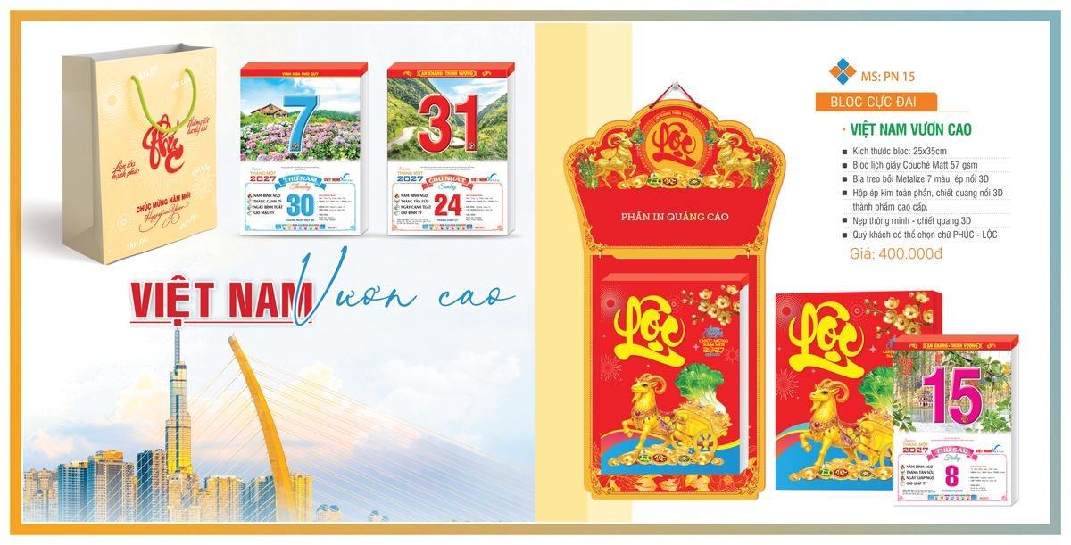 Lịch Bloc TPN 2027 TPNBLOC18 Ấn Phẩm Lịch Tết Eco Thân Thiện Môi Trường