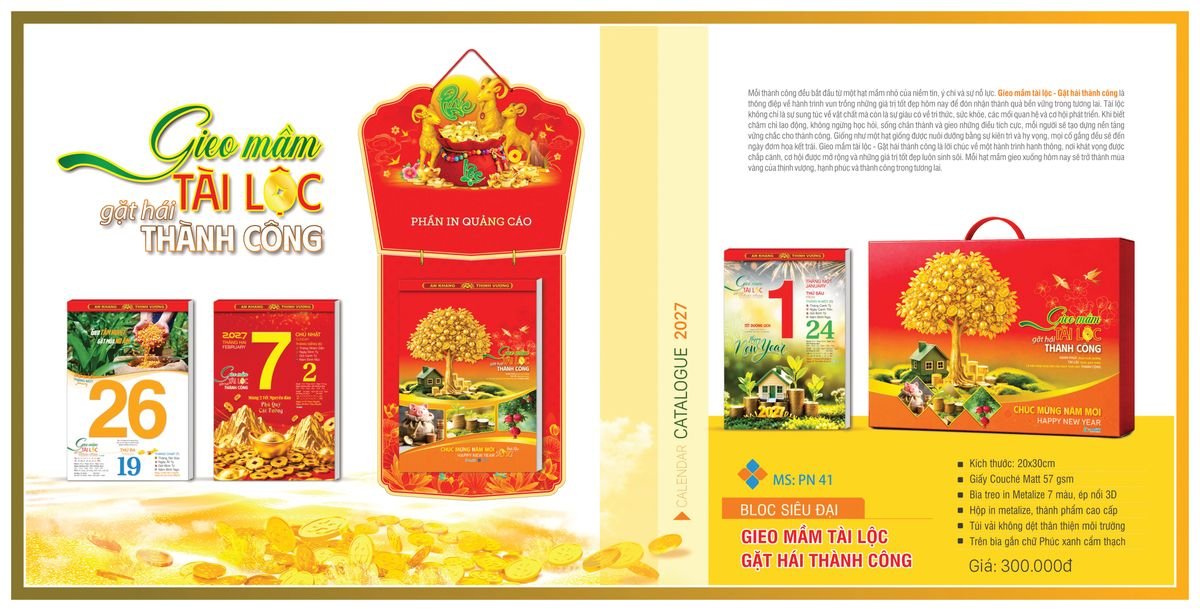 Lịch Bloc TPN 2027 TPNBLOC45 Ấn Phẩm Lịch Tết Eco Thân Thiện Môi Trường