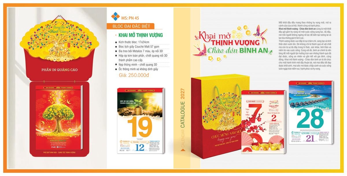 Lịch Bloc TPN 2027 TPNBLOC54 Ấn Phẩm Lịch Tết Eco Thân Thiện Môi Trường