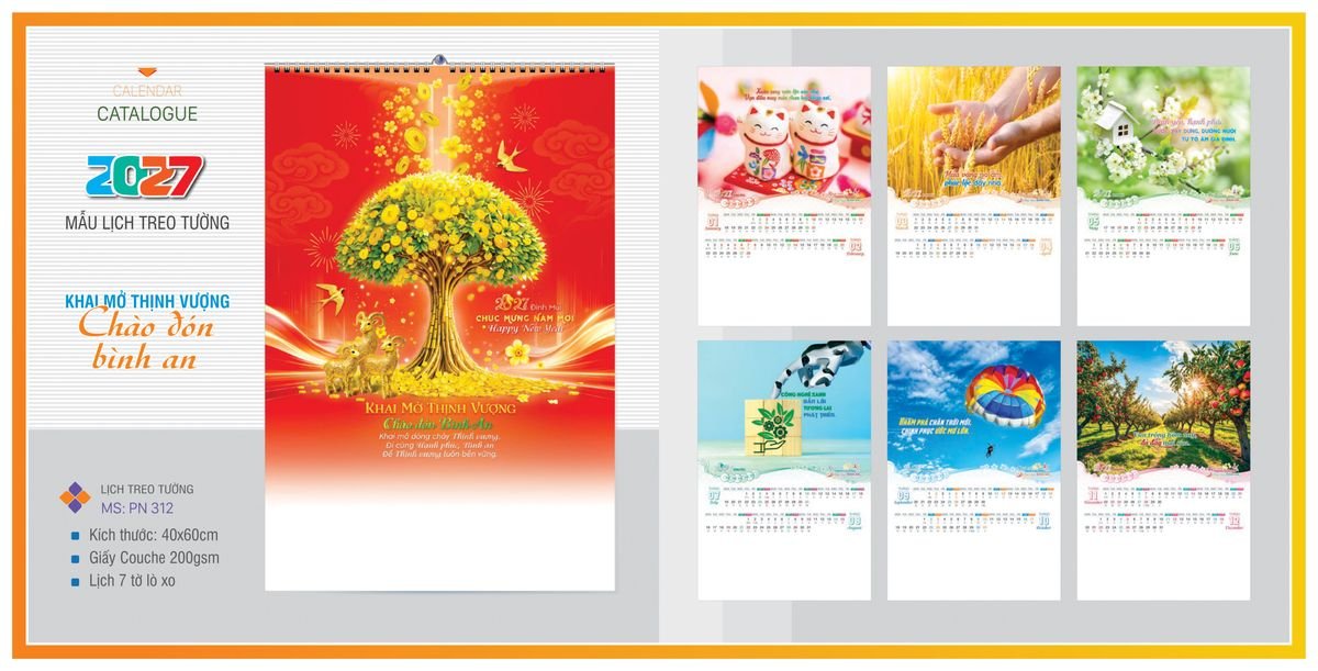 Lịch 7 Tờ Lò Xo TPNLX03 Ấn Phẩm Lịch Tết Eco Thân Thiện Môi Trường