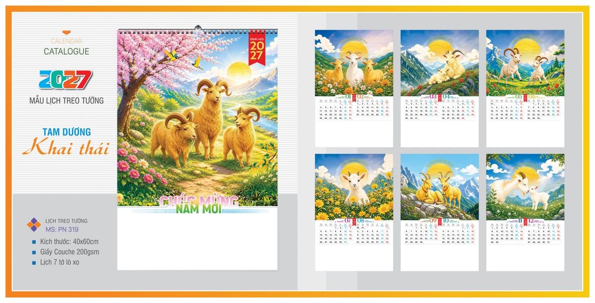 Lịch 7 Tờ Lò Xo TPNLX09 Ấn Phẩm Lịch Tết Eco Thân Thiện Môi Trường