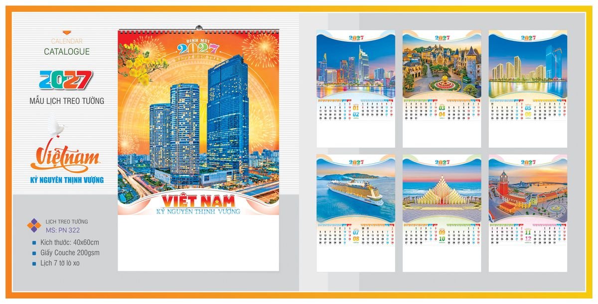 Lịch 7 Tờ Lò Xo TPNLX12 Ấn Phẩm Lịch Tết Eco Thân Thiện Môi Trường