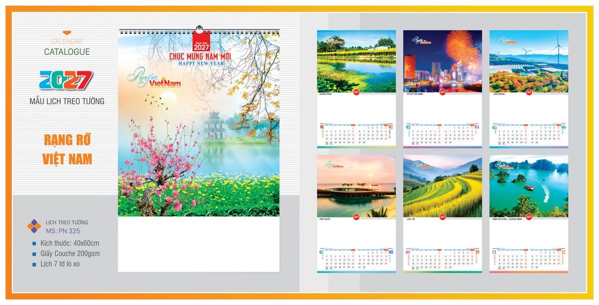 Lịch 7 Tờ Lò Xo TPNLX15 Ấn Phẩm Lịch Tết Eco Thân Thiện Môi Trường