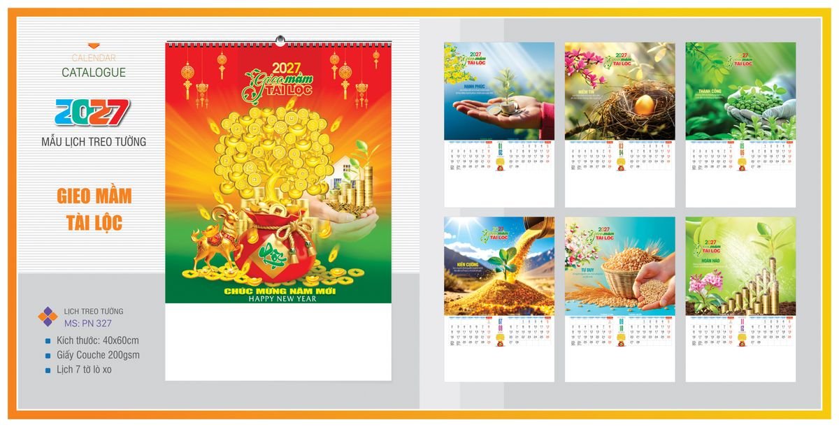 Lịch 7 Tờ Lò Xo TPNLX17 Ấn Phẩm Lịch Tết Eco Thân Thiện Môi Trường