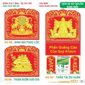 Lịch Treo Tường Lò Xo 2027 TS Mẫu TS-6 - Đại Cát Đại Lợi (37 x 70 cm) Ấn Phẩm Lịch Tết Eco Thân Thiện Môi Trường