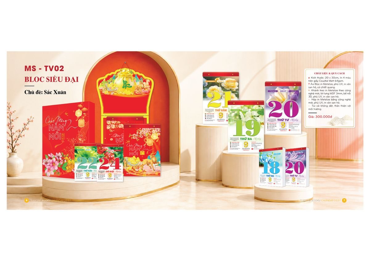 Lịch Bloc Cực Đại 2027 TV02 Ấn Phẩm Lịch Tết Eco Thân Thiện Môi Trường