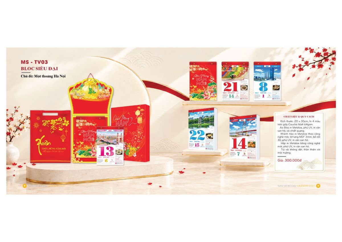 Lịch Bloc Cực Đại 2027 TV03 Ấn Phẩm Lịch Tết Eco Thân Thiện Môi Trường