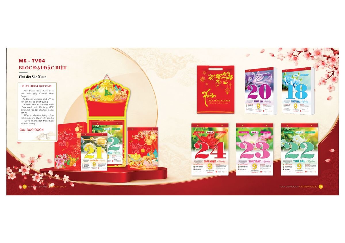 Lịch Bloc Cực Đại 2027 TV04 Ấn Phẩm Lịch Tết Eco Thân Thiện Môi Trường