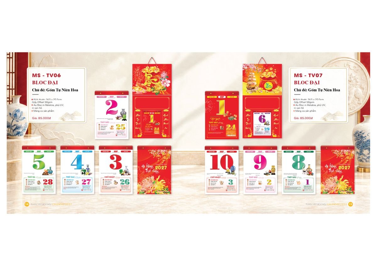 Lịch Bloc Cực Đại 2027 TV06 Ấn Phẩm Lịch Tết Eco Thân Thiện Môi Trường