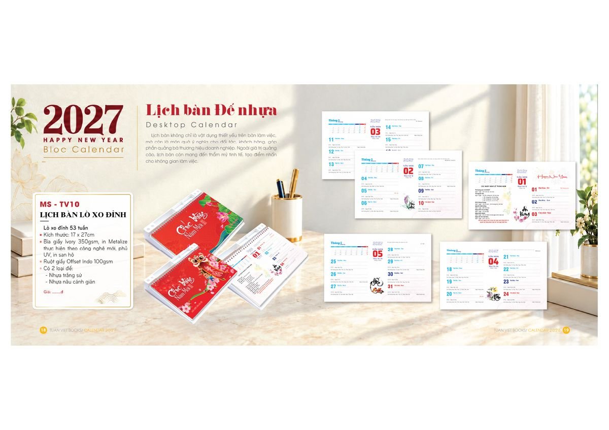 Lịch Bloc Cực Đại 2027 TV08 Ấn Phẩm Lịch Tết Eco Thân Thiện Môi Trường