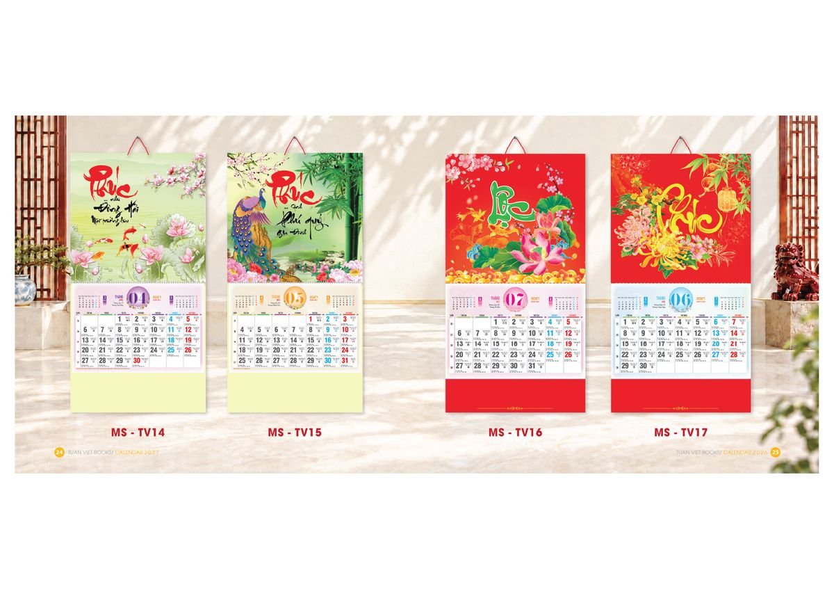 Lịch Bìa Treo Gắn Bloc 2027 TV13 Ấn Phẩm Lịch Tết Eco Thân Thiện Môi Trường
