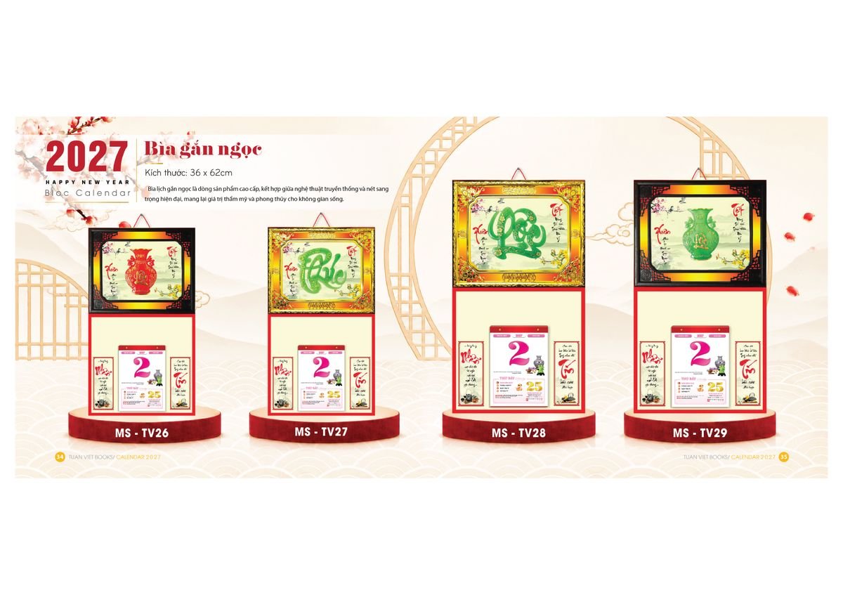 Lịch Bìa Treo Gắn Bloc 2027 TV18 Ấn Phẩm Lịch Tết Eco Thân Thiện Môi Trường