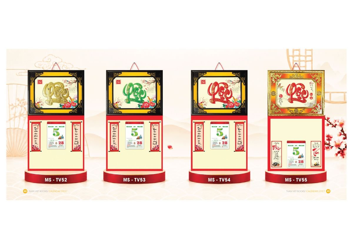 Lịch Bìa Treo Gắn Bloc 2027 TV25 Ấn Phẩm Lịch Tết Eco Thân Thiện Môi Trường